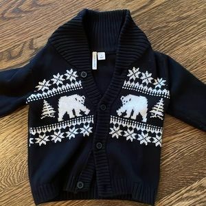 Janie and Jack boys black and white polar bear winter sweater